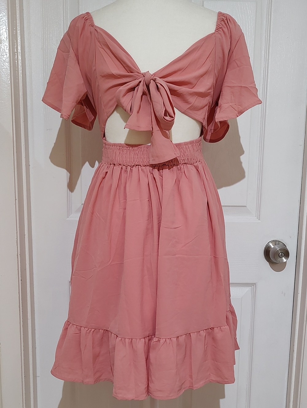 Short Sleeve Ruffle Dress In Pink - Picture 2 of 2